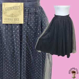 GUNNE SAX Skirt Winter Holiday Sparkle Glitter Dots Mesh Whimsy Goth Prom Indie